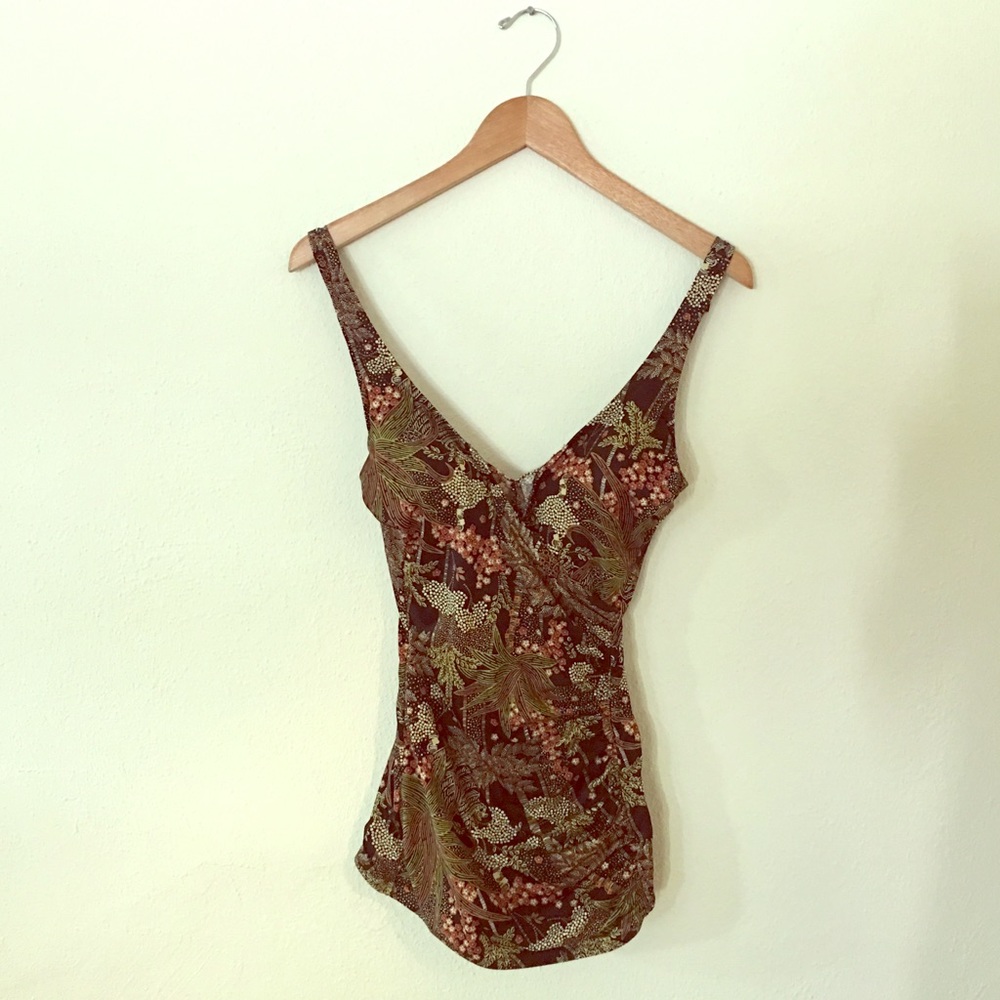Vintage 1960s Flowers & Ferns One Piece Swimsuit